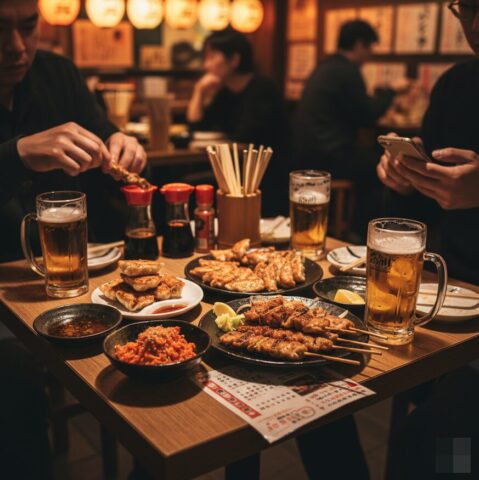 居酒屋でテーブルがいっぱいになっているのを解決